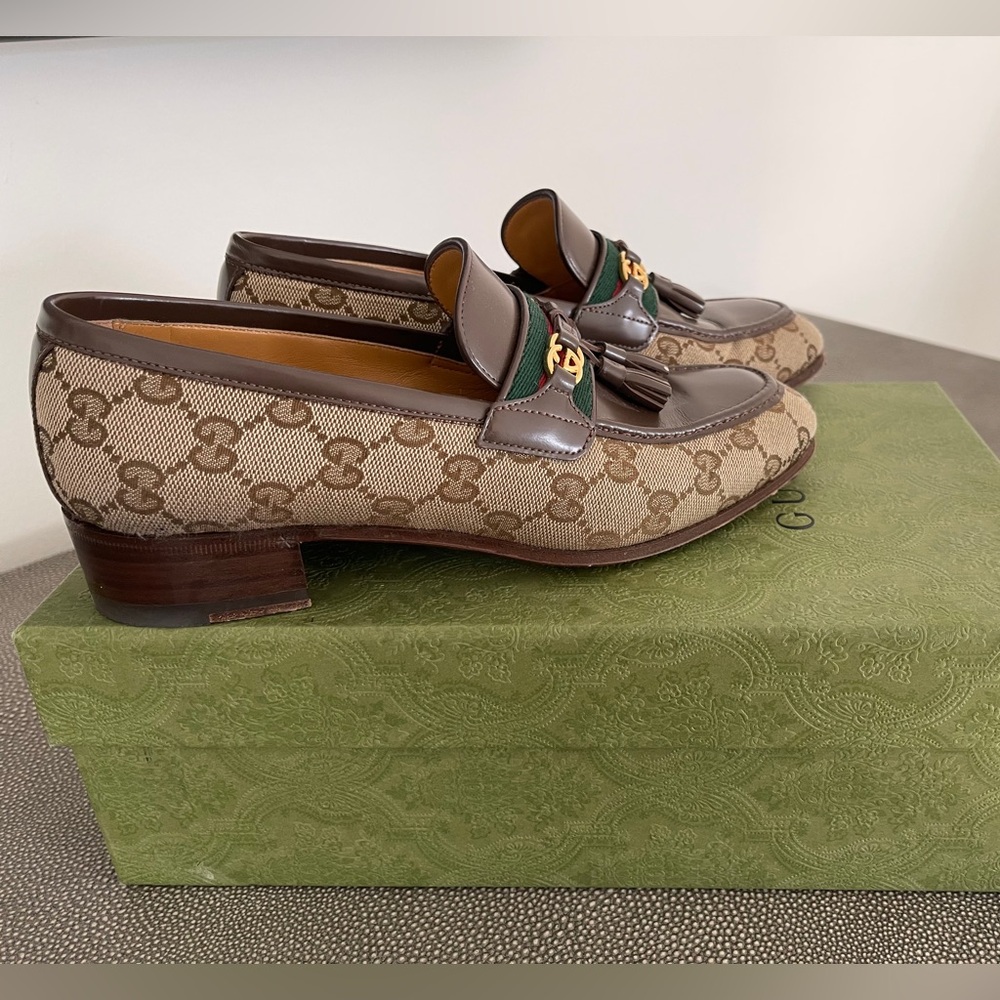 Gucci Paride Loafers with Tassels in leather & canvas - Picture 3 of 3